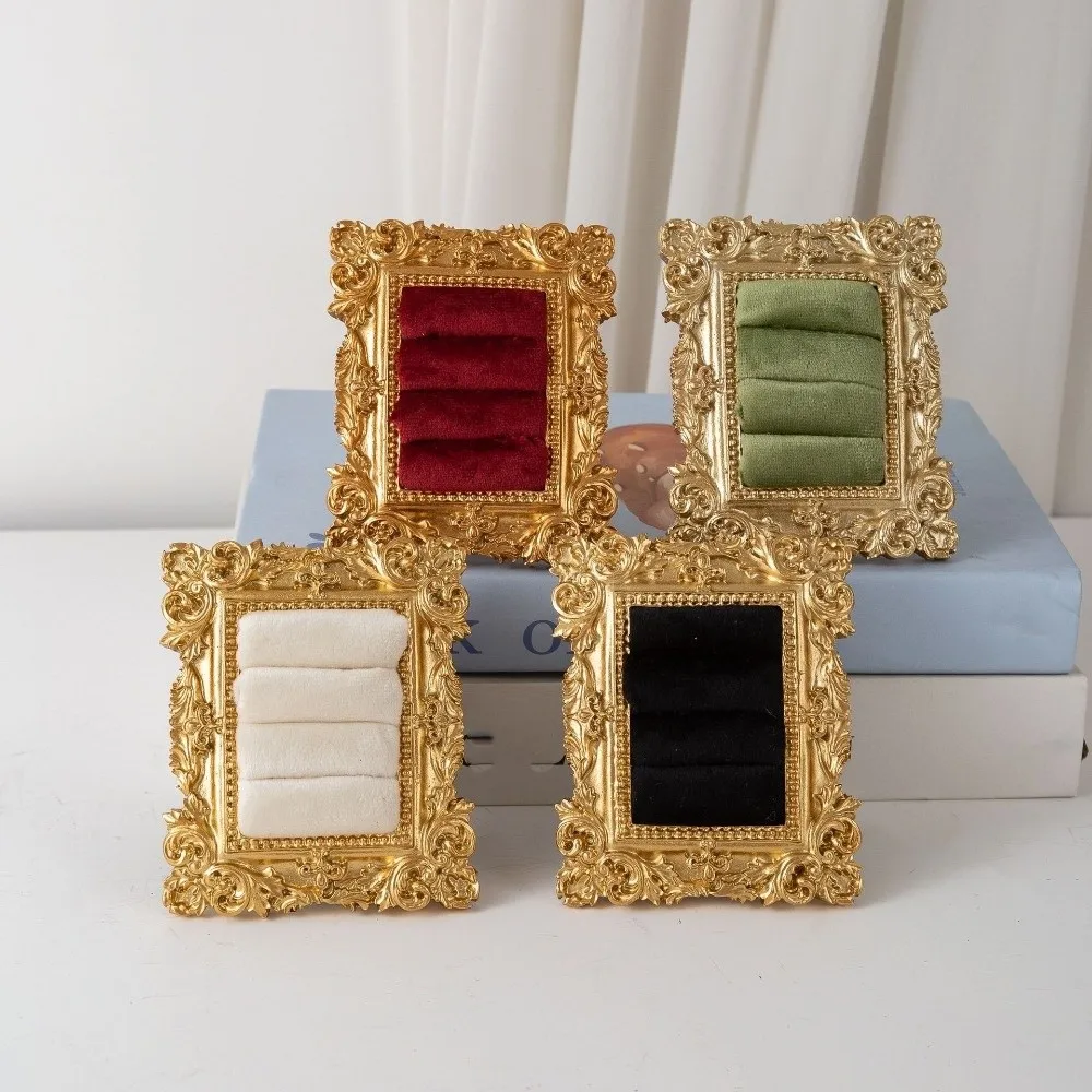 Vintage Photo Frame Earring Holder Velvet Resin Frame Ring Display Stand Baroque Design Chic Bracelet Display Stand Wedding