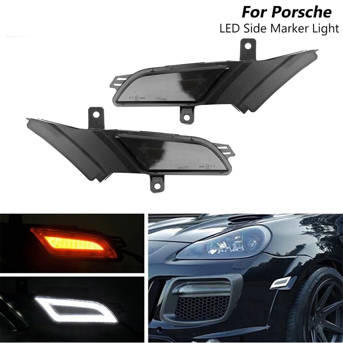 

1Pair Car Side Marker Lamps Dynamic Amber LED Turn Signal Blinker Light for Porsche Cayenne 957 2007-2010 B