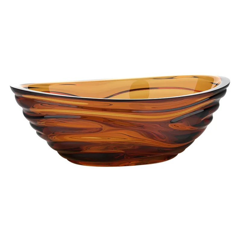 Color transparent resin table wash basin ingot shape single basin bathroom