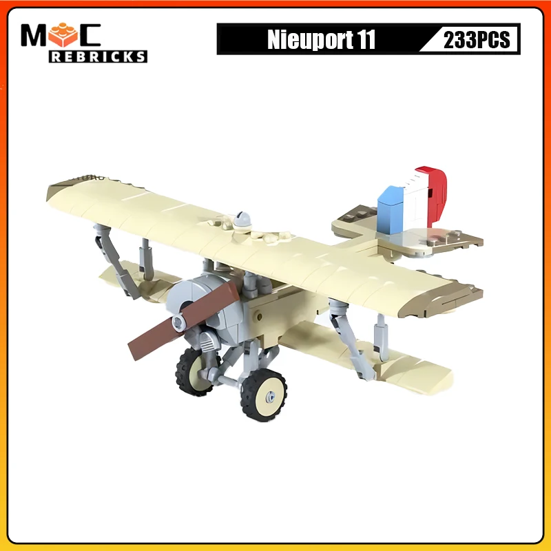 High-tech Military Aircraft WW1 German Army Nieuport 11 Light Fighter MOC Building Blocks Assembly Model Kid's DIY Bricks Toys