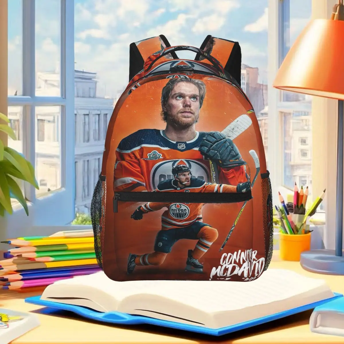 Connor McDavid 97 For Edmonton Oilers Fans Backpack Student Boys Girls BookBag School Bag Computer Shoulder Bags for Men Women