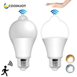 E27 lampa z czujnikiem ruchu PIR 5W 7W 12W 15W żarówka LED z czujnikiem ruchu wykrywacz ruchu promieniowania podczerwonego światło bezpieczeństwa 220V