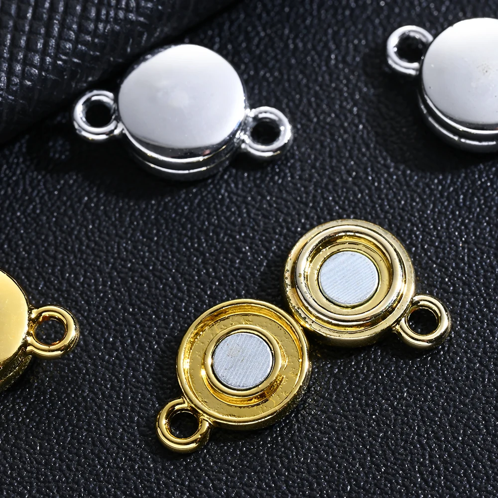 5 Paar magnetische Legierungs-Anhänger mit doppelter runder Schnalle, mit magnetischer Anziehung für die Verbindung von Halsketten und Armbändern. – Detail 5