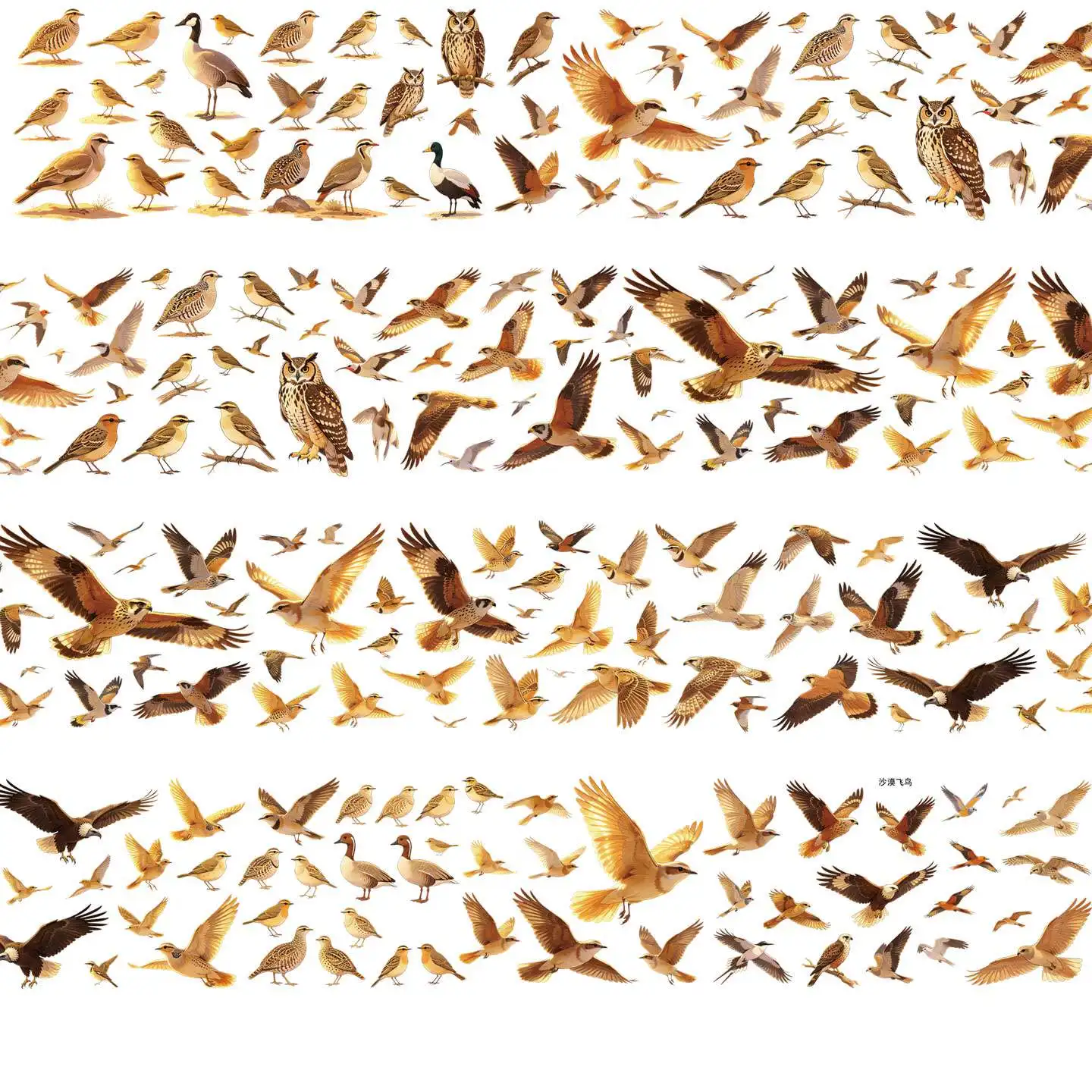 Homemade Desert Animals Desert Flying Birds Goshawk Pet Cut Film Hand Account Tape Collage Decorative Gooka Landscaping Tape