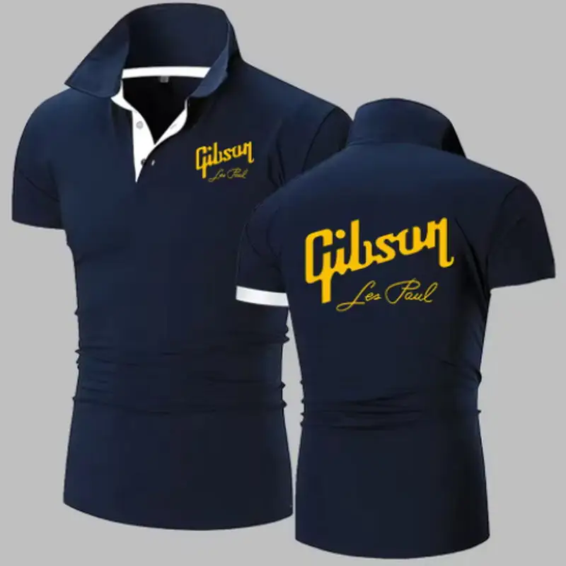 Gibson 1894 Rock-Inspired Polo Shirt Breathable Comfortable Golf Polos Shirts Gibson Les Paul Gibson Electric Guitar Polo Shirt