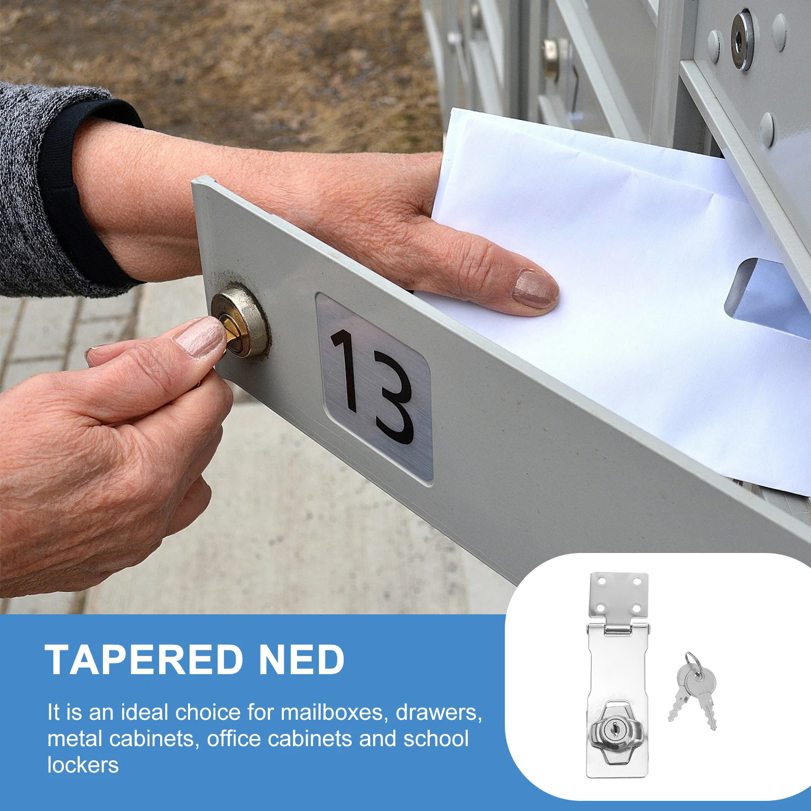 

1Set Key Lock Hasp Heavy Duty Stainless Steel Security Door Buckle for Cabinets Gates Drawers Anti-Theft Safety Clasp