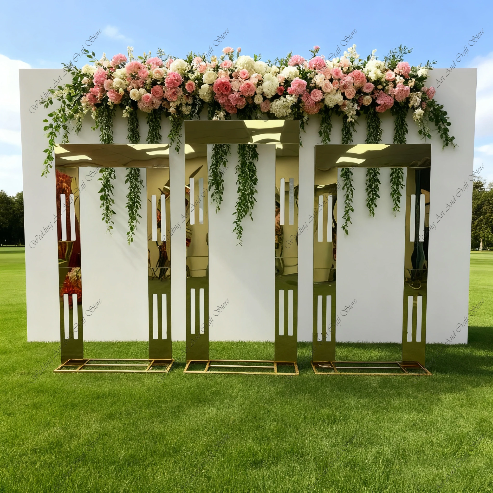 

3 шт. 2/2,2 м f30, металлическая квадратная арка, блестящий фон, подставка, позолоченное украшение для церемонии, событие, сценария и фотобудка, установка ivy66