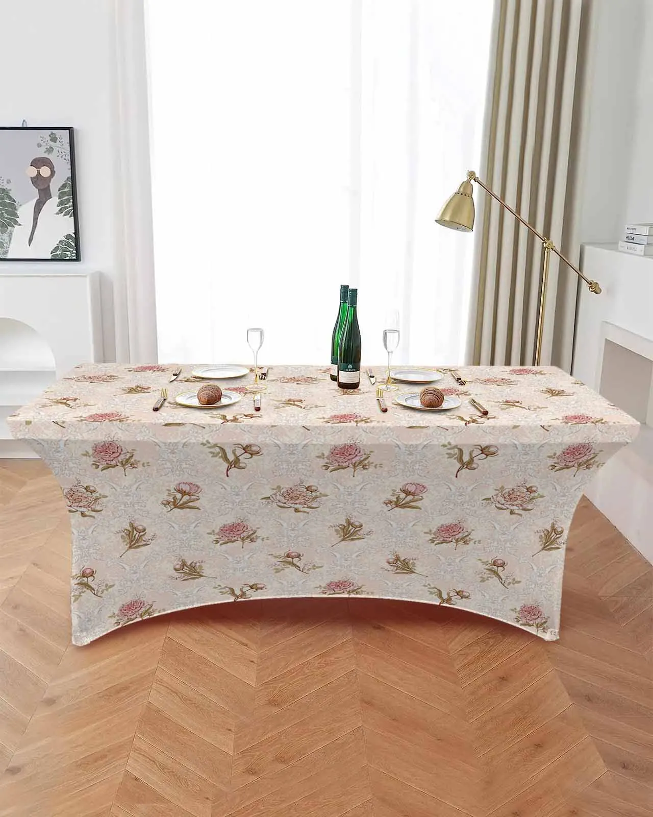 Dahlia Flower Leaves Retro Table Skirt Wedding Decoration Home Birthday Party Table Skirt Dessert Table Cover Home Decor