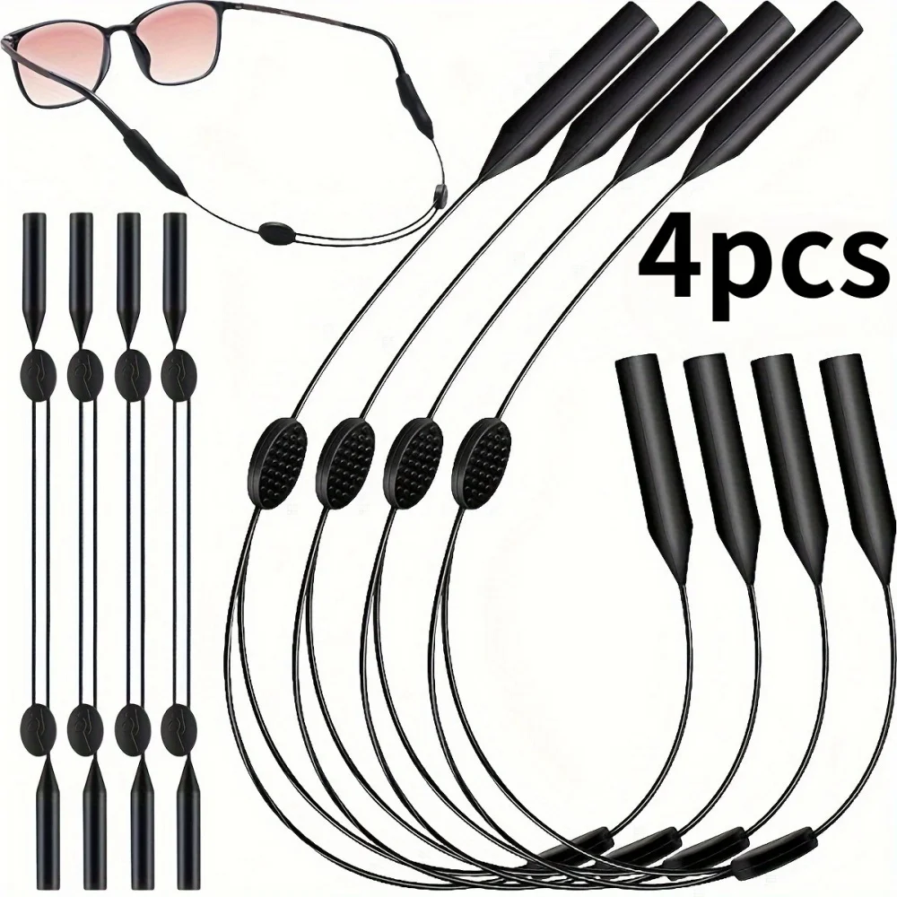4pc Adjustable Anti-slip Eyewear Retainer Universal Fit Eyeglass Lanyard Sports Sunglasses Unisex Holder Strap Lanyard