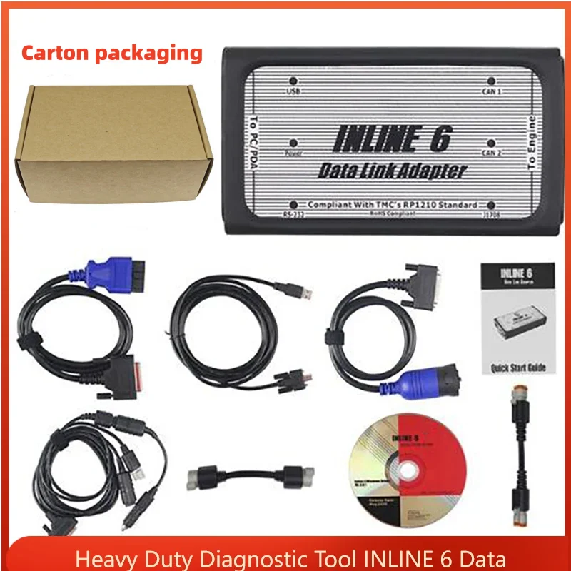 

V8.7 INLINE 6 Data Link Adapter Scanner Heavy Duty Diagnostic Tool with Full 8 cable inline6 Truck Diagnostic CALTERM interface