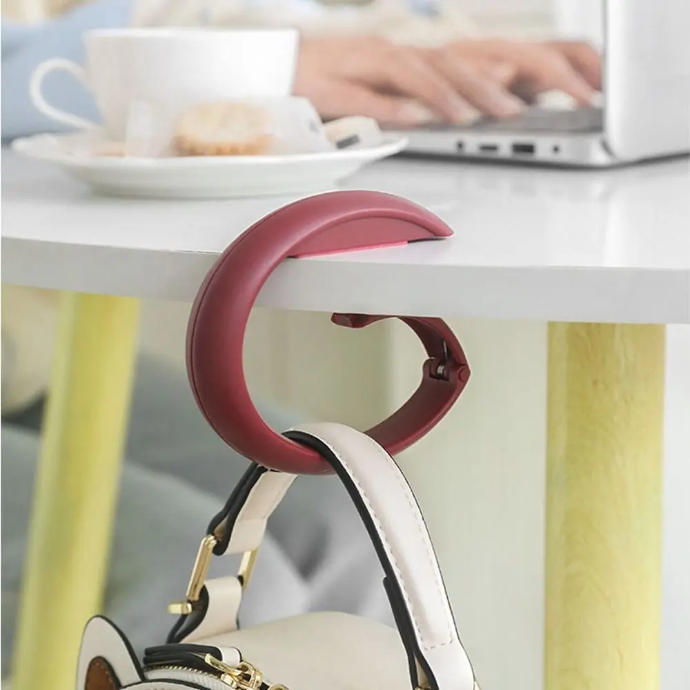 Fashion Plastic Portable Bag Hook Multi-functional Punch-free Handbag Hanger Seamless Foldable Table Edge Hook Home