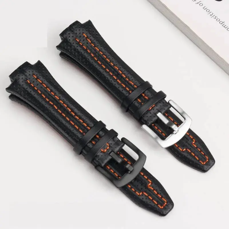 For Seiko Sportura SNL029P2-SNL021P1 SNL595P2 SNL017P1 Leather Watch Strap Men\'s Watchband Bracelet Belt 27mmx15Convex mouth