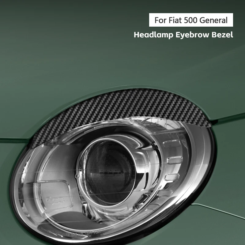 

For FIAT 500 Abarth 595 2009-2023 Exterior Accessories Carbon Fiber Headlight Headlamp Eyebrow Bezel Protection Sticker Trim