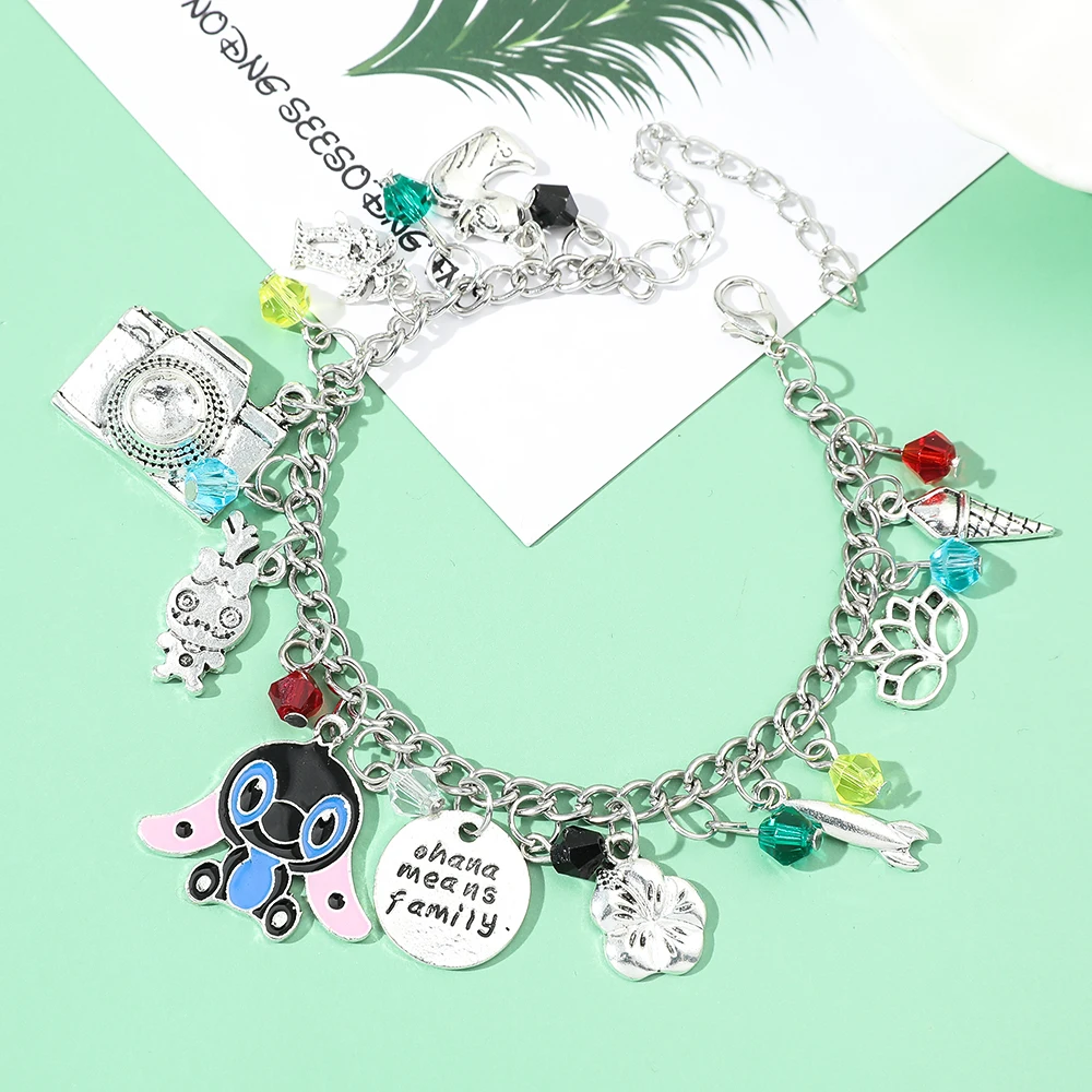 

Stitch Inspired Bracelet for Men, DIY Pendant, Crystal Beads Bangle, Party Jewelry Accessories