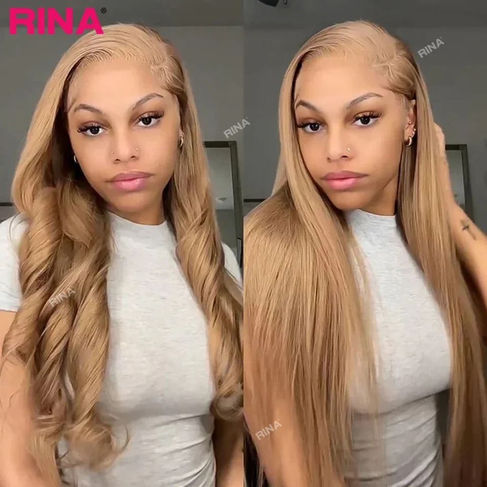 Ash Honey Blonde 13x4 13x6 Lace Frontal Human Hair Soft Preplucked 180 Density Straight 5x5 Lace Closure Wig With Baby Hair