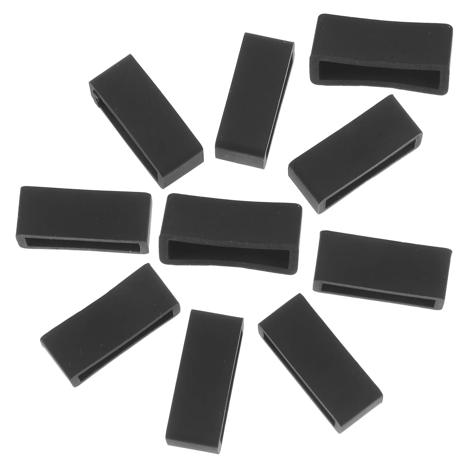 10 pçs 22mm preto silicone pulseira de relógio loop substituição bandas suportes premium resistente ao desgaste caber a maioria dos relógios banda anel