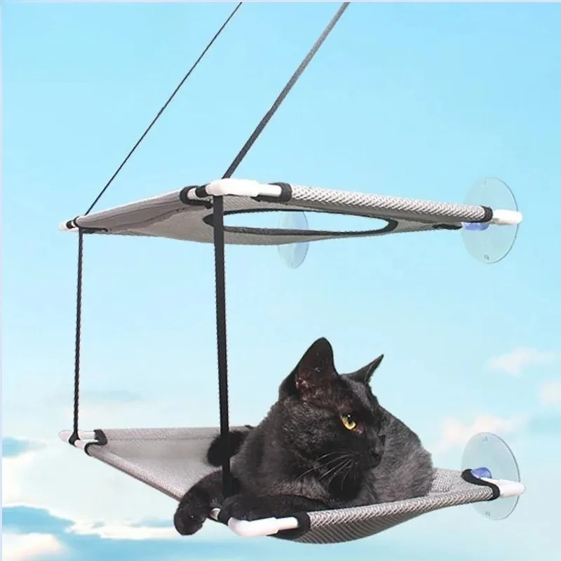 

Cat Hammock Window Bed Kitten Sunny Seat Hanging Mount Beds Cat Sofa double-decker tunnels Suction Cup Wall Pet Hanging Winter