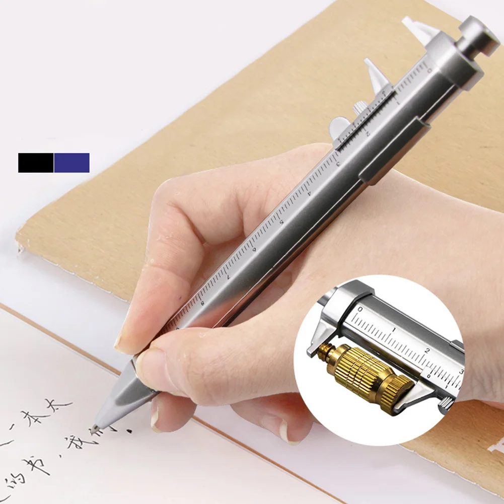 1PC New Multifunction Gel Ink Pen Metal Vernier Caliper Roller Ballpoint Pen For Measuring And Writing Stationery Supply