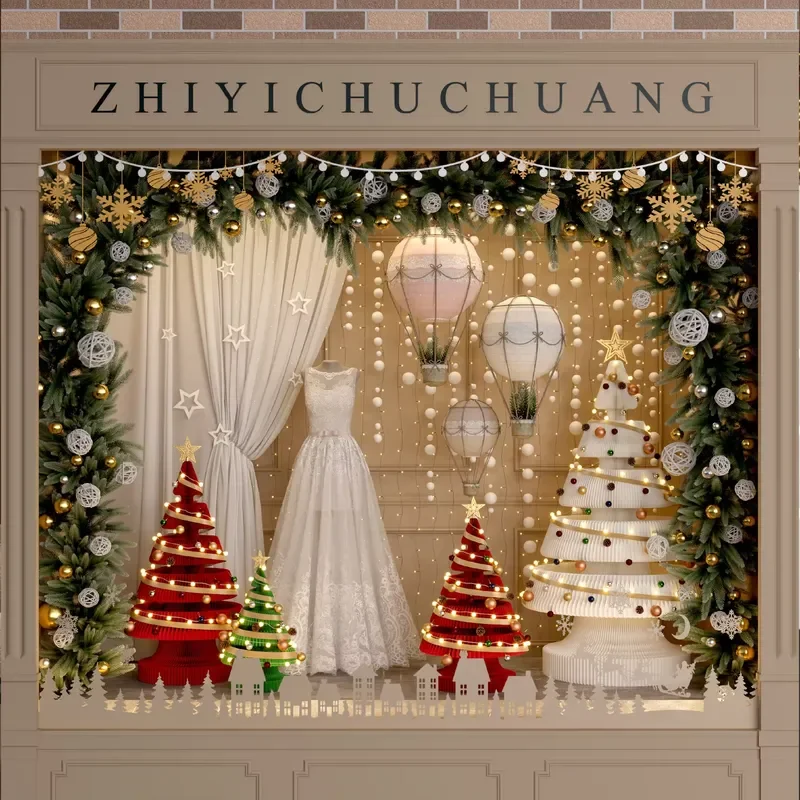 2m Large Foldable Kraft Paper Christmas Tree Eco Friendly Simple Exquisite Home Interior Decoration High Quality Holiday