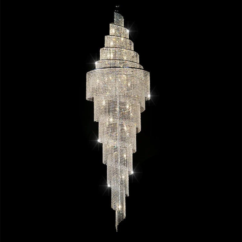 Luxury crystal chandelier villa living room crystal decorative lights Hotel spiral staircase lighting project custom lights