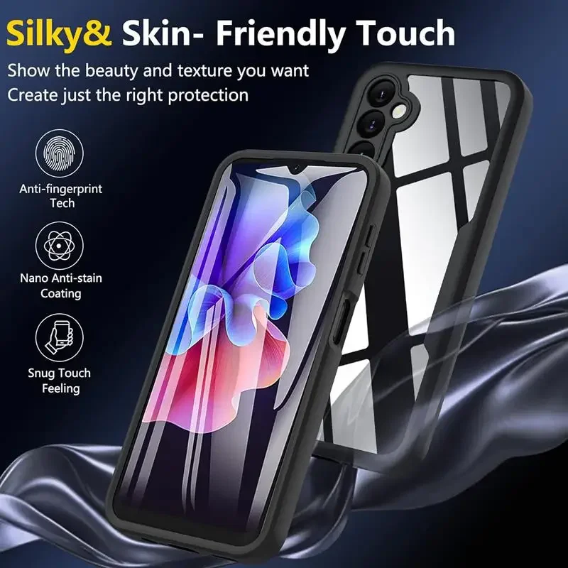 360 protetor de tela de corpo inteiro caso transparente para samsung galaxy a05 a05s a15 a25 a35 a55 a06 a16 capa de telefone à prova de choque