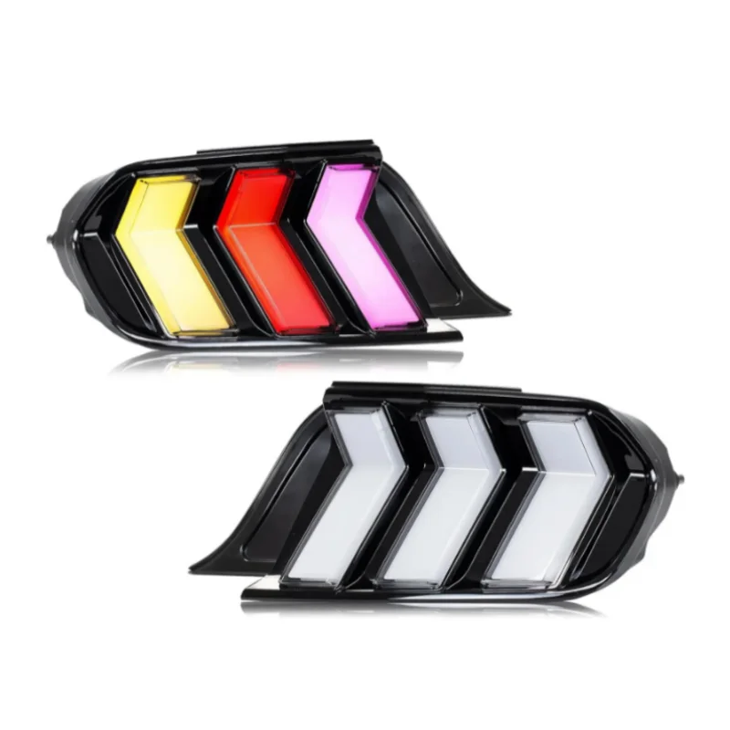 Taillights For Ford Mustang GT500 2015 2016 2017 2018 2019-2021 Upgrade 2024 Model RGB Tail Light LED Rear Lamp Assembly Pair