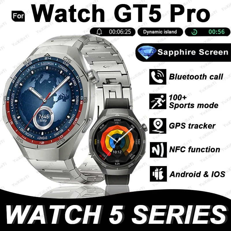 For Huawei GT5 Pro Smart Watch Men Watch GT 5 360*360 AMOLED HD Screen Fitness Tracker GPS NFC Bluetooth Call  Health Smartwatch