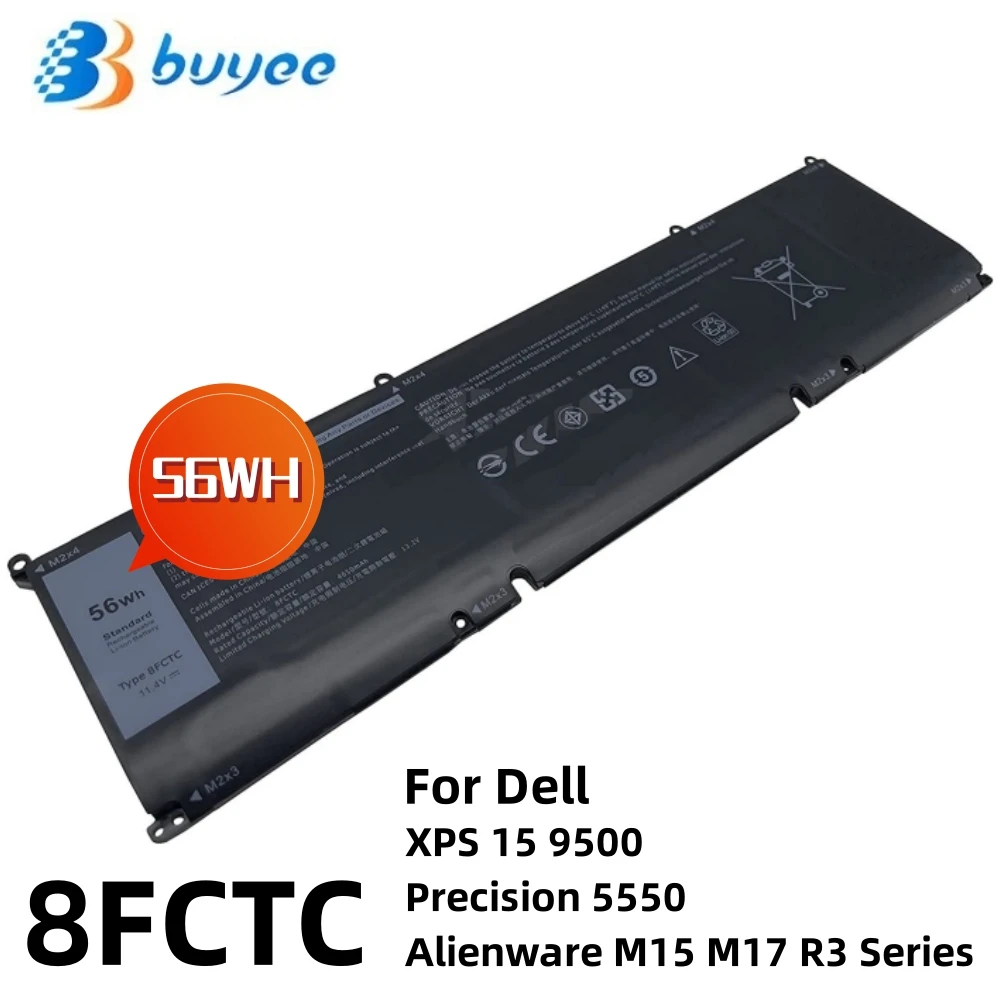 

New 8FCTC Laptop Battery For Dell XPS 15 9500 Precision 5550 Alienware M15 M17 R3 Series 69KF2 70N2F P91F 11.4V 56WH 4650 mAh