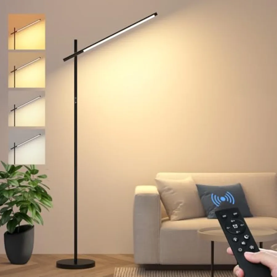 

LED Corner Floor Lamp 360°Rotating Head Super Bright 1800LM Dimmable Minimalist Floor Lamps with Remote Control 3000K-6000K Mod