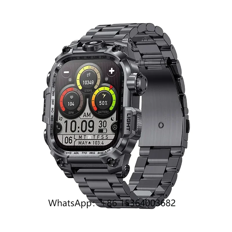 

Fashion 2.01inch Display 650mAh Battery Flashlight BT Call Heart Rate Voice Assistant Fitness Watch
