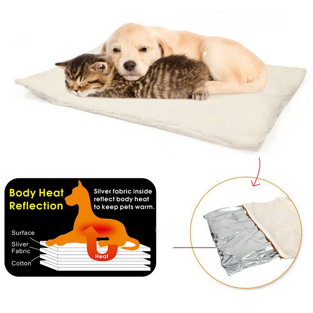 Pet Self-Heating Blanket Winter Fluffy Blanket Dog Cat Warm Sleep Mattress Small Medium Dogs Coral Cashmere Bed Pet Supplies