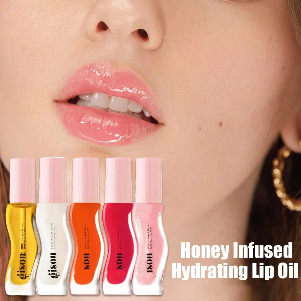 5 Colors 3ml Honey Infused Hydrating Lip Oil Long Lasting Liquid Lip Gloss Moisturizing Temperature Makeup Cosmetics