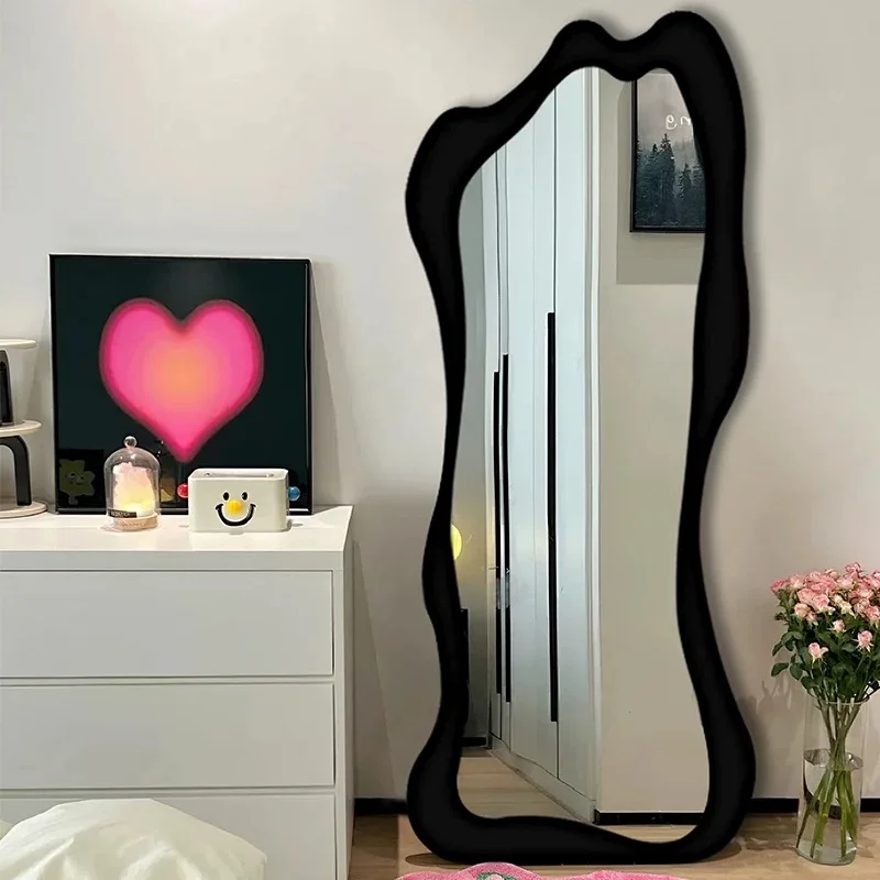 Espelho estético de maquiagem design arte nórdica preto espelho de pé branco legal espelho decorativo acessórios de casa