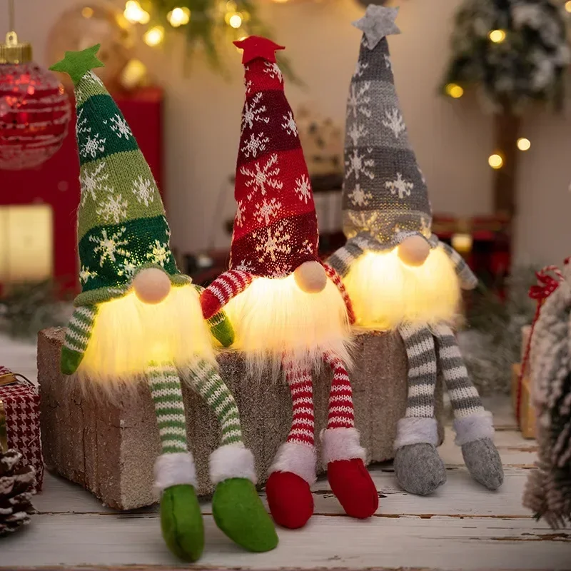 عيد الميلاد دمية مجهولي الهوية جنوم الحلي مصباح ليد أفخم الحياكة الحرف شجرة قلادة زينة عيد الميلاد للمنزل الاطفال هدية