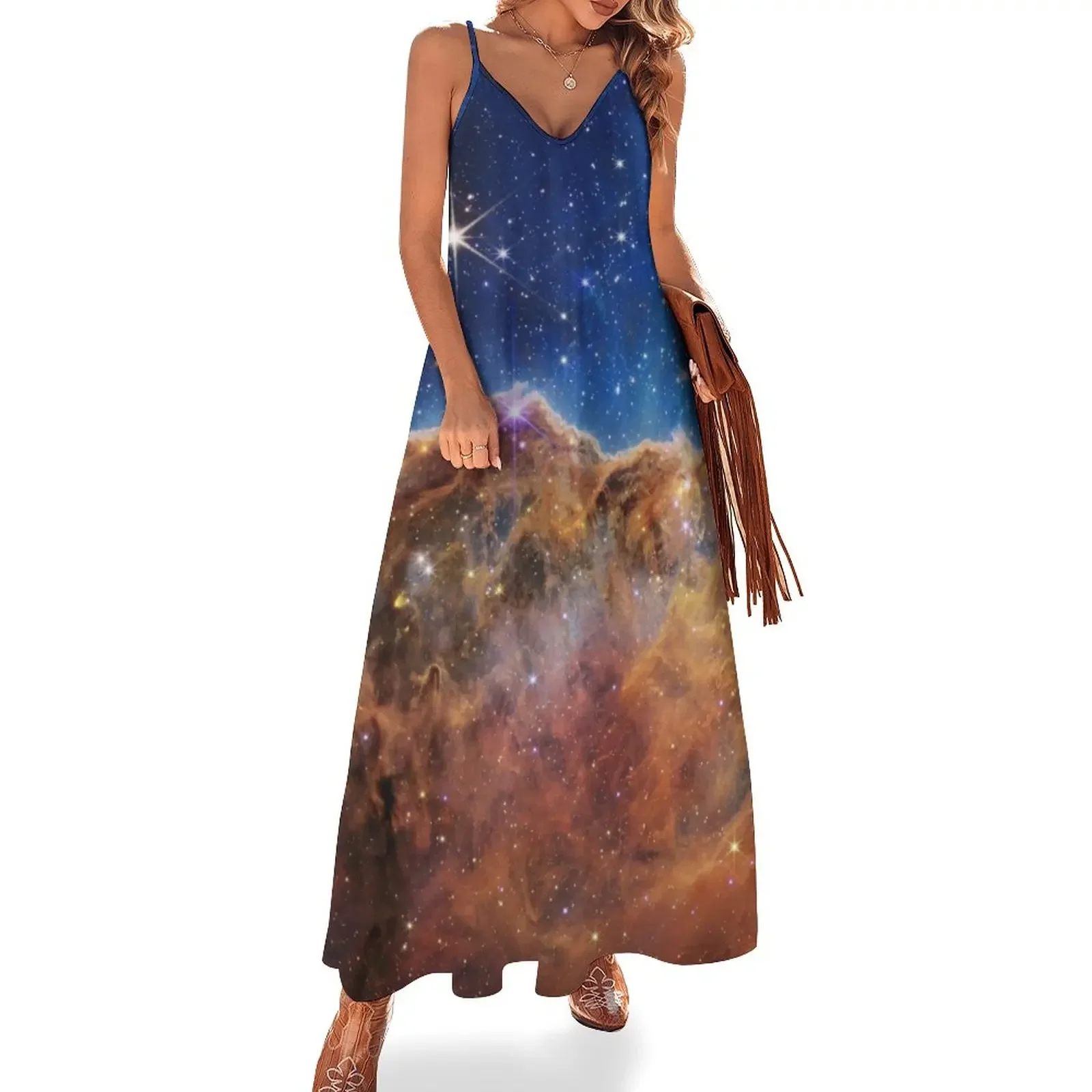 

James Webb Space Telescope Cosmic Cliffs Carina Nebula Sleeveless Dress beach dress Long veiled dresses Dress