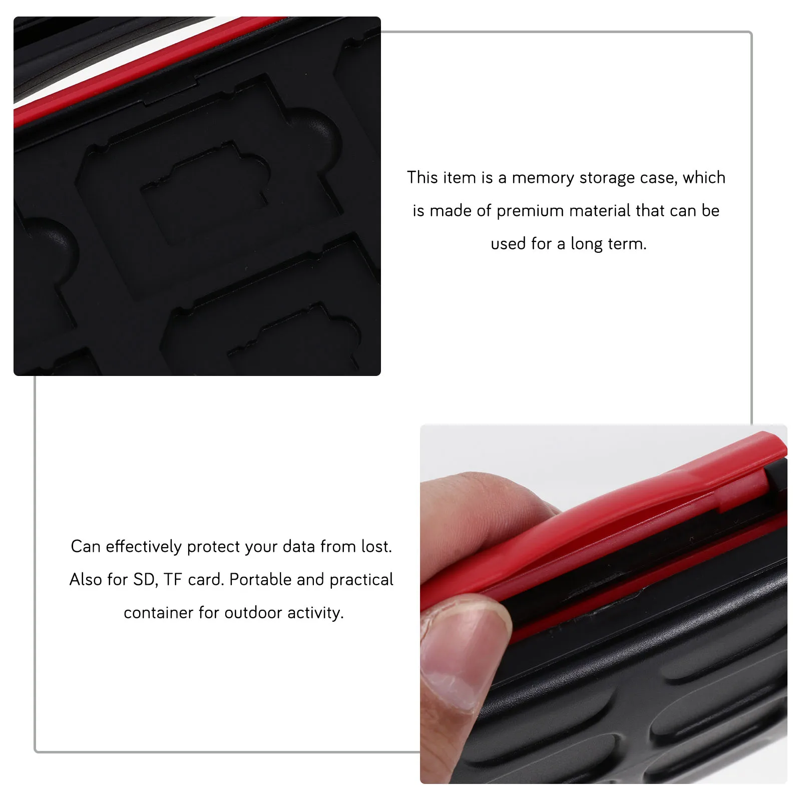 

12 12 Cards Storage Box Waterproof Dustproof Memory Case for Camera Phone Card ganizer Black Red Lightweight Portable