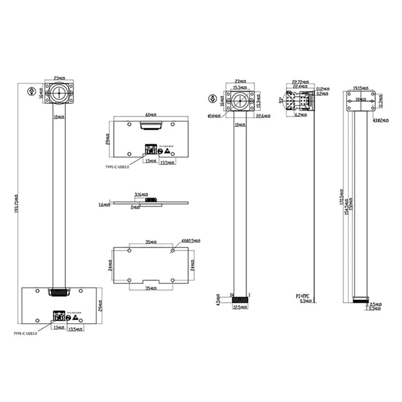 Best-3840H X 2160V 4K 8MP HD 1/2-Inch OS08A10 USB3.0 Type-C Camera Module FF 93° MJPEG,YUV2,H264 ,H265 For Face Recognition