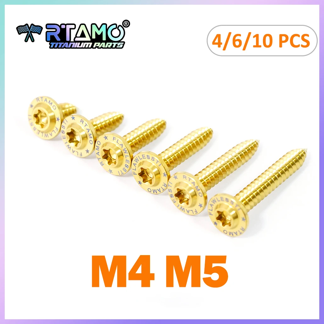 RTAMO Titanium Self-Tapping Bolts M4 M5X12/15/18/20 Bodycover Screw for Bicycle Motorbike Car Modifiation Wholesale