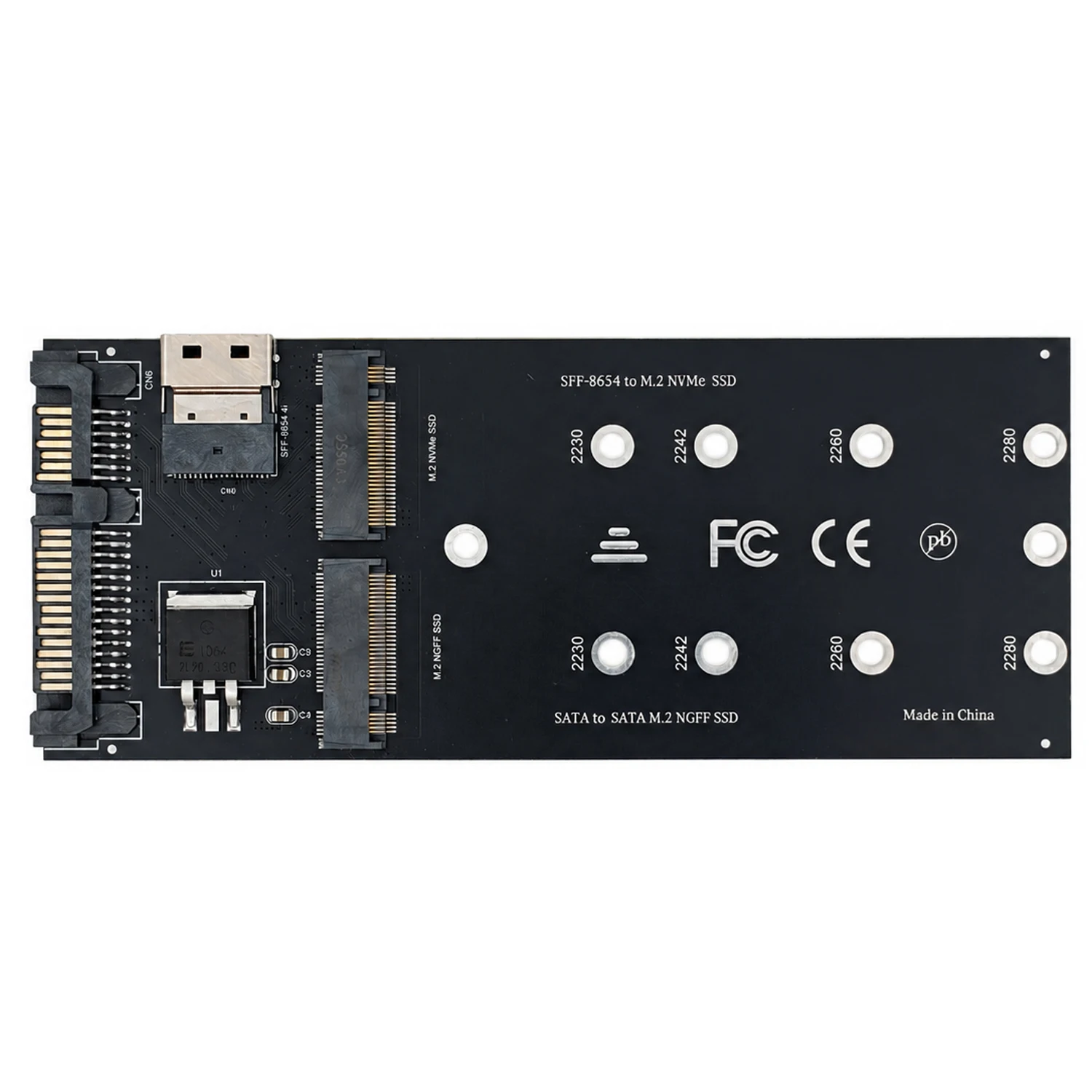 M.2 NVMe SSD SFF-8654 4i Adapter Card PCIe 3.0 4.0 SlimSAS Interface for Server Workstation Data Storage Upgrade