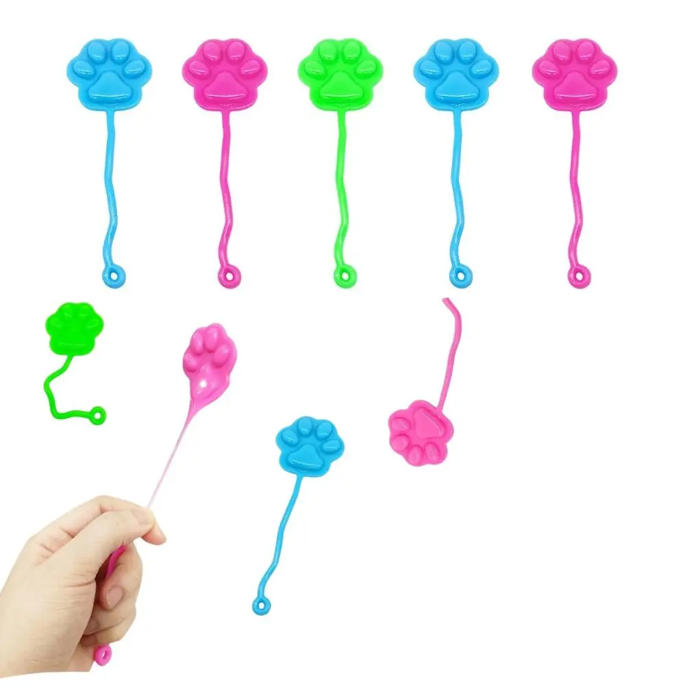 10pcs Cute Cat Claw Style Sticky Toys TPR Elastic Children's Sticky Toy Stretchable Pink Blue Green Climbing Novelty Toys