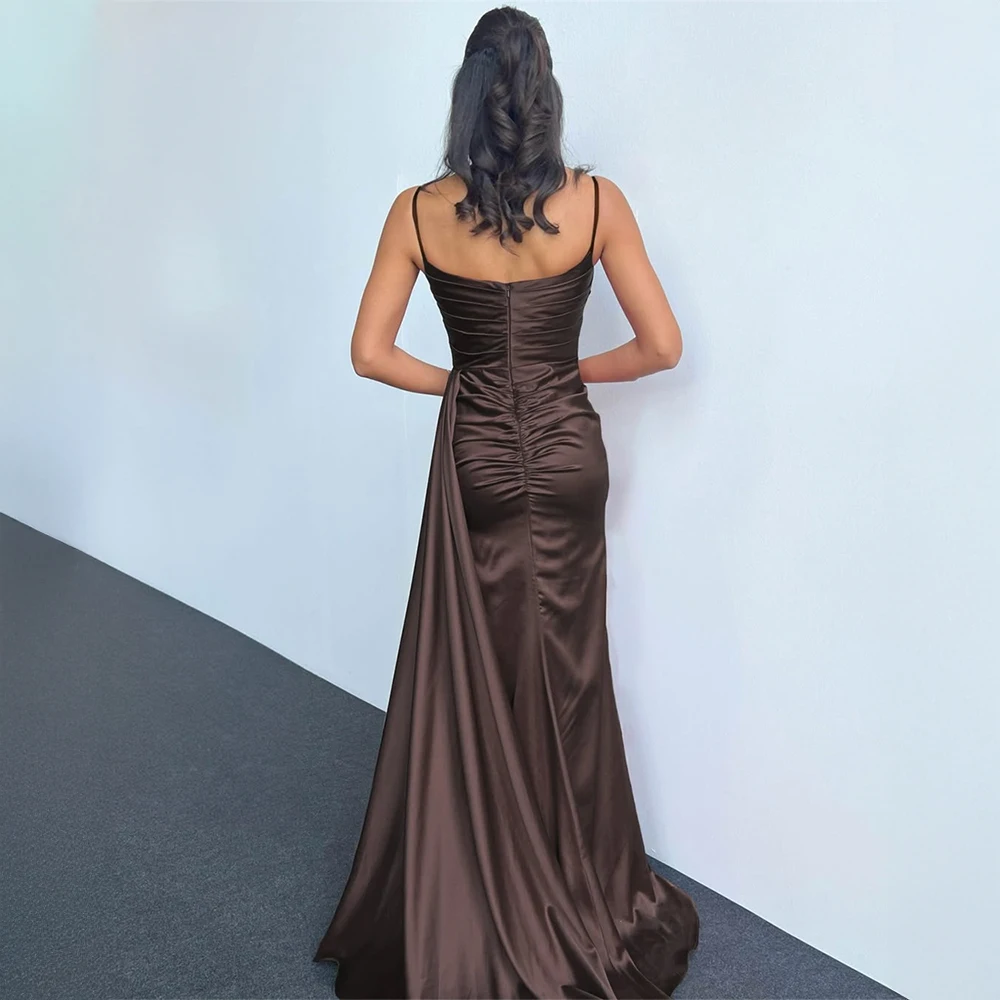 

Customized Satin Beaded Trim Ruched Back Mermaid Wedding Dress Elegant Formal Bridal Dress For Evening Party Prom Gown