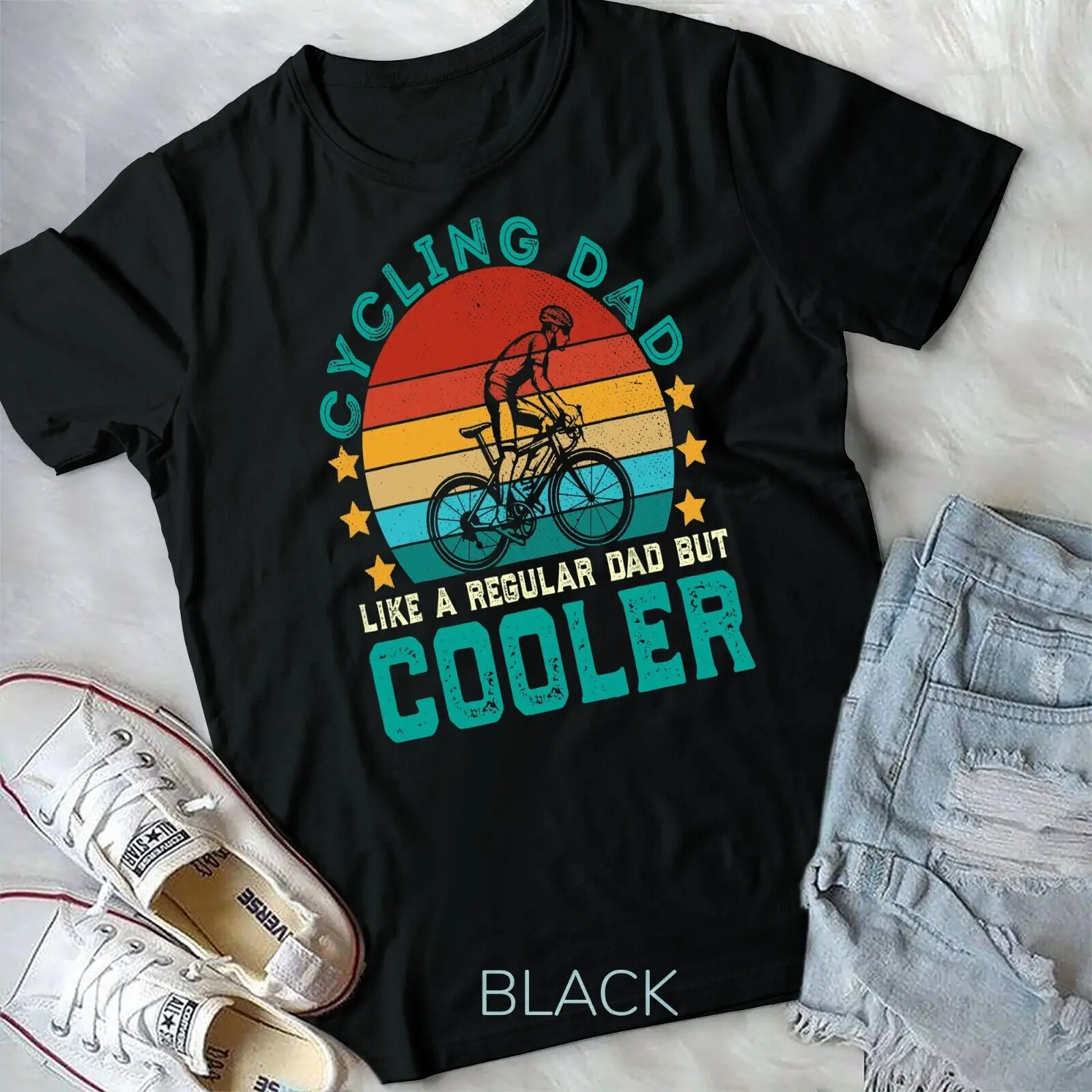 Cycling Dad Like A Regular Dad But Cooler Vintage Cyclist T-Shirt Unisex T-shirt