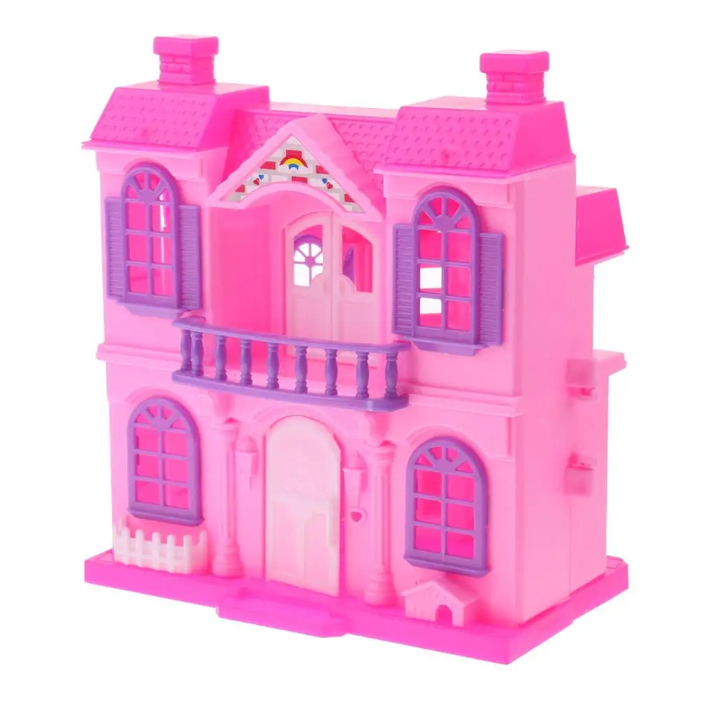 2-verdiepige pop Mini Villa Dream House voor poppen Kinderen Fantasiespel Speelgoed Willekeurige kleur