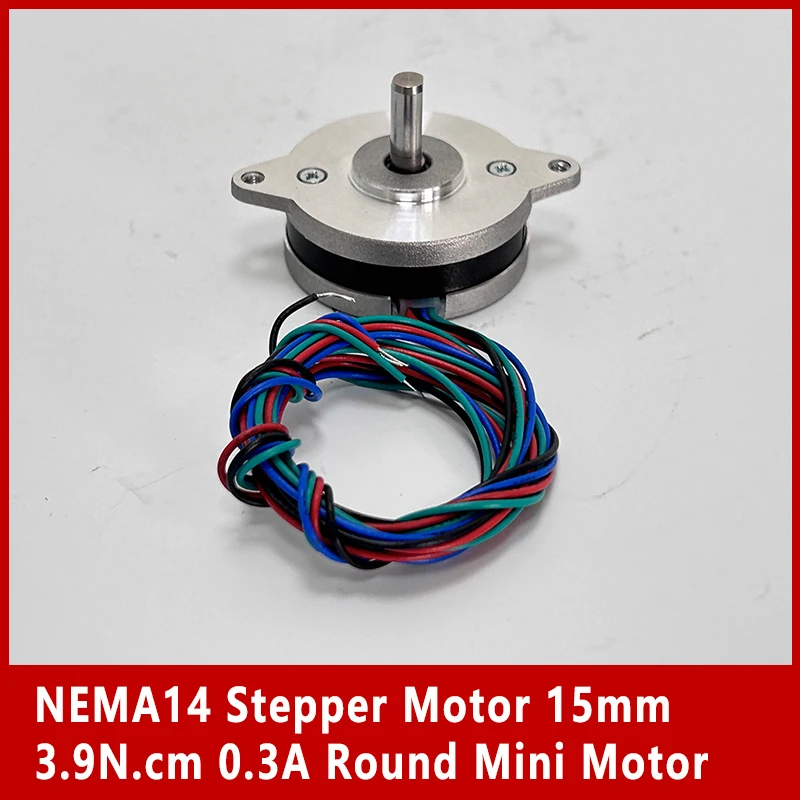 NEMA14 Two-phase Four-wire Stepper Motor Ultra-thin 15mm Precision 0.9 Degree 3.9N.cm 5.0zo.in 0.3A Round Mini Motor