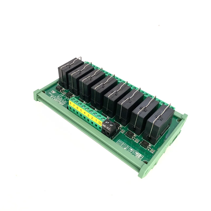 8CH DIN-Rail Optocoupler Isolated Pluggable Relay Module Contact Capacity Maximum 16A Trigger Signal 1.8V/3.3V-5V/12V/24V