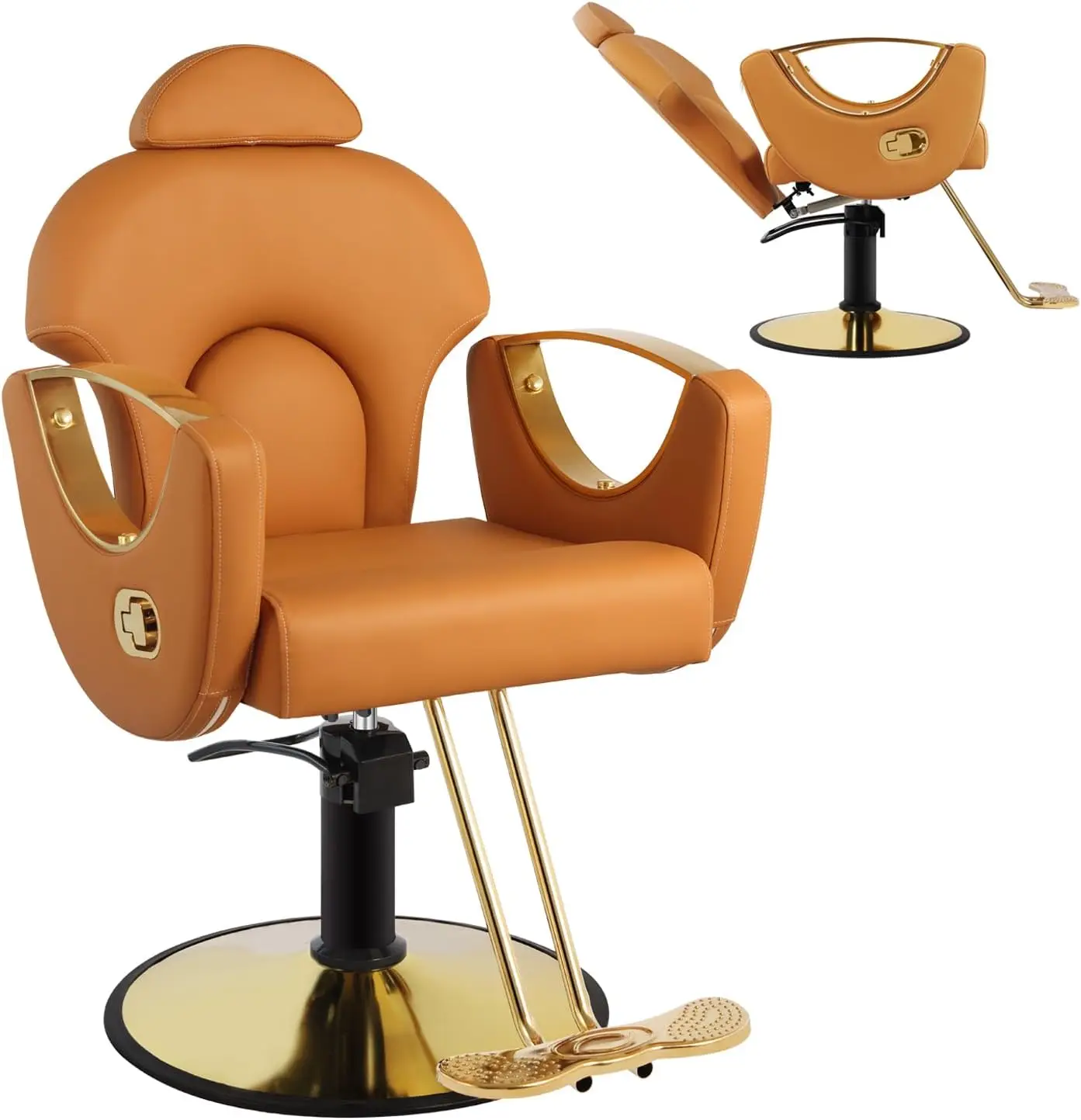 Heavy Duty Hydraulic Pump, Height Hair Adjustable Salon Chair Braiding Chair Beauty Spa Equipment, 360° Swivel, Brown