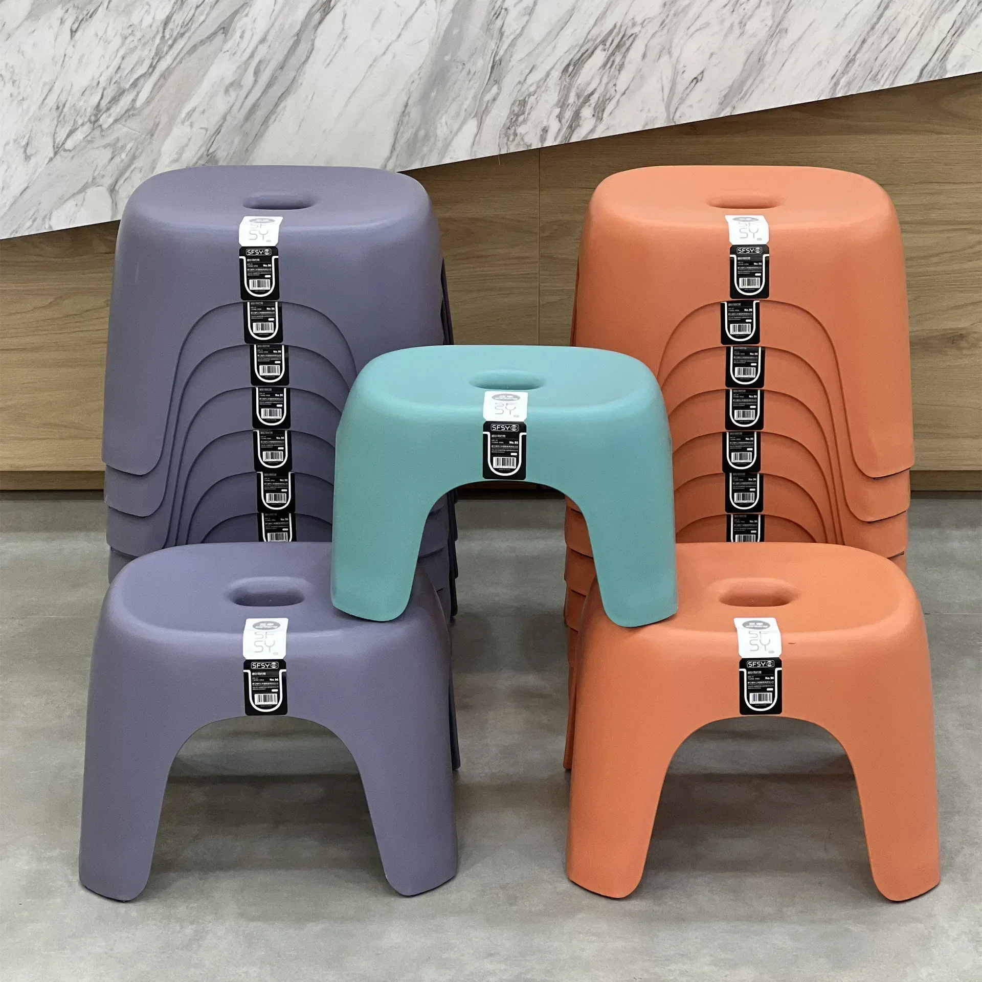 Bathroom Chairs Household Plastic Stool Thickened Stackable Coffee Table Small Bench for Shoe Stool Sofa Stool Non-Slip Low