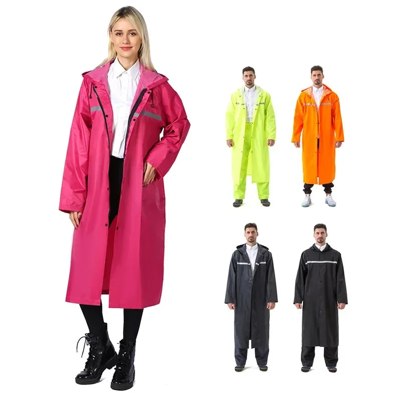 

831C Waterproof Rain Hooded High Visibility Long Construction Reflective RainCoat RainGear