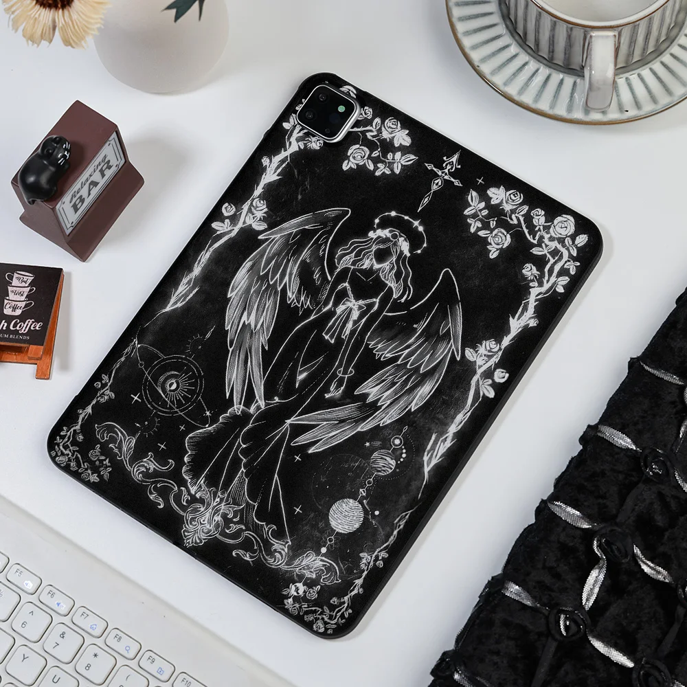 Aesthetic Gothic Tarot Angel Floral Line Art Matte Tablet Case For Xiaomi Redmi Pad 6S 7S 6 7 8 Pro Pad 2Pro 12.1Inch Protective