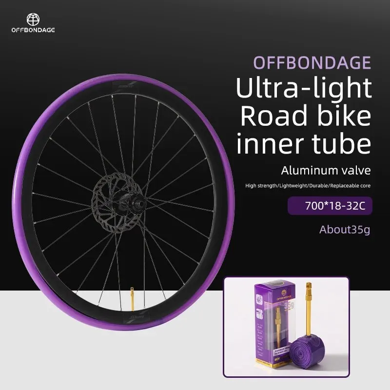 OFFBONDAGE Aluminum Valve Ultralight Bike Inner Tube 700C Road Bicycle TPU Tire 60 80mm Length French Valve Super Light Tube